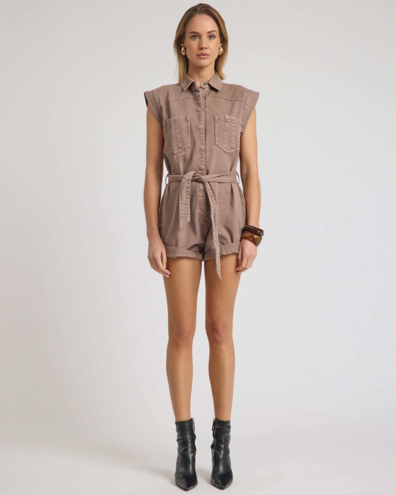 DENIM DUNGAREE アウトドアチェア ブラウン Bandit Aviator Mini Denim Jumpsuit - Espresso Brown | One Teaspoon USA