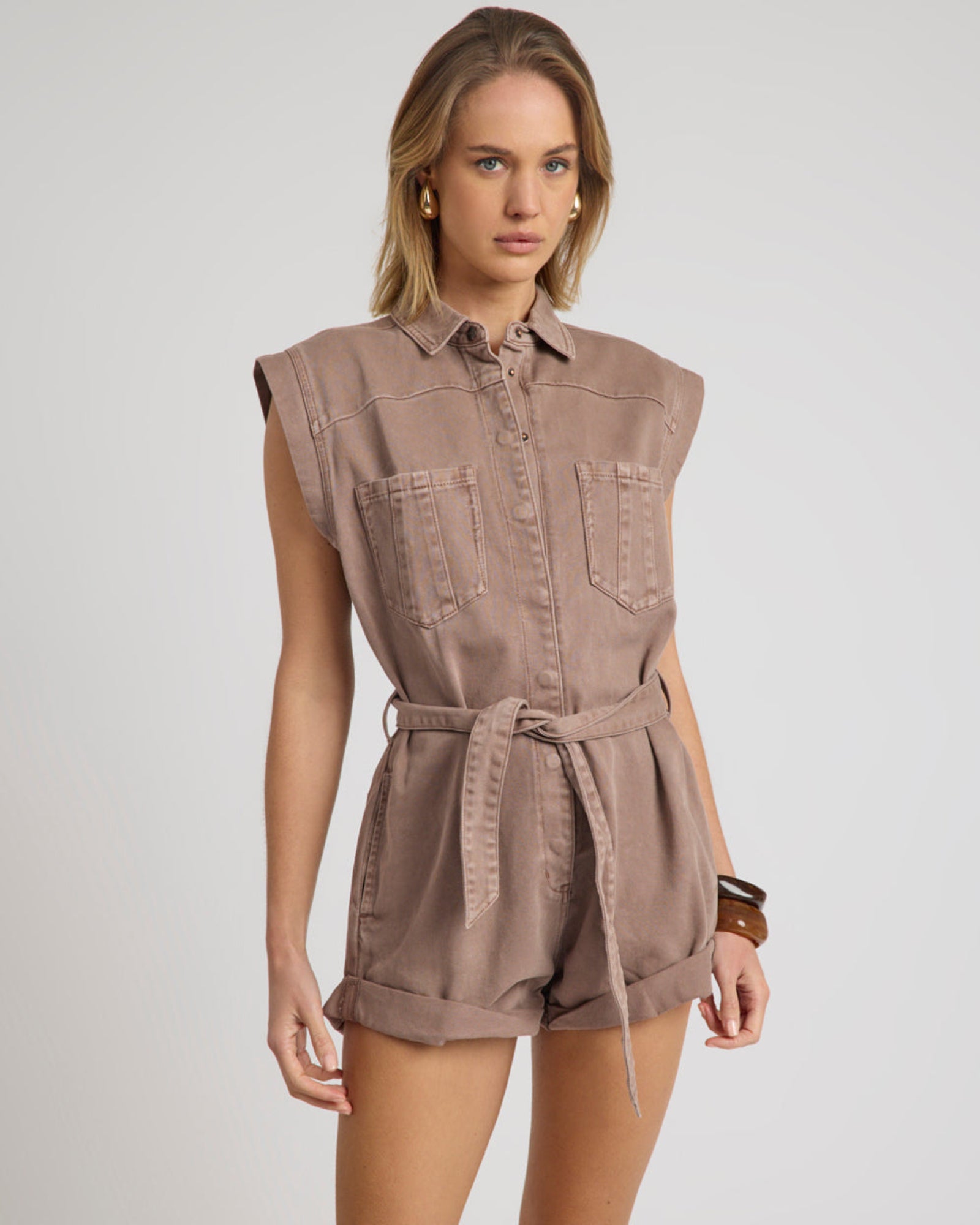 Bandit Aviator Mini Denim Jumpsuit - Espresso Brown | One Teaspoon USA