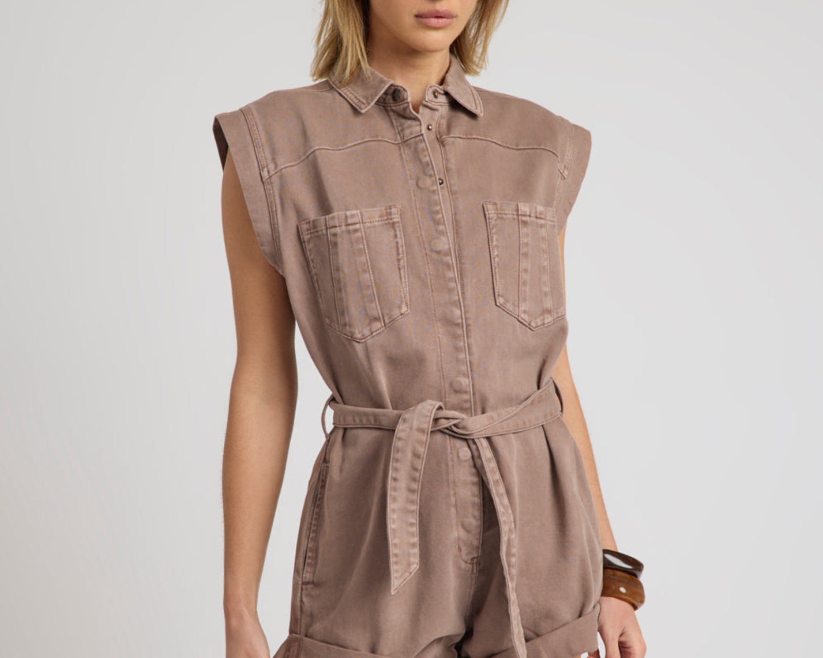 Bandit Aviator Mini Denim Jumpsuit - Espresso Brown