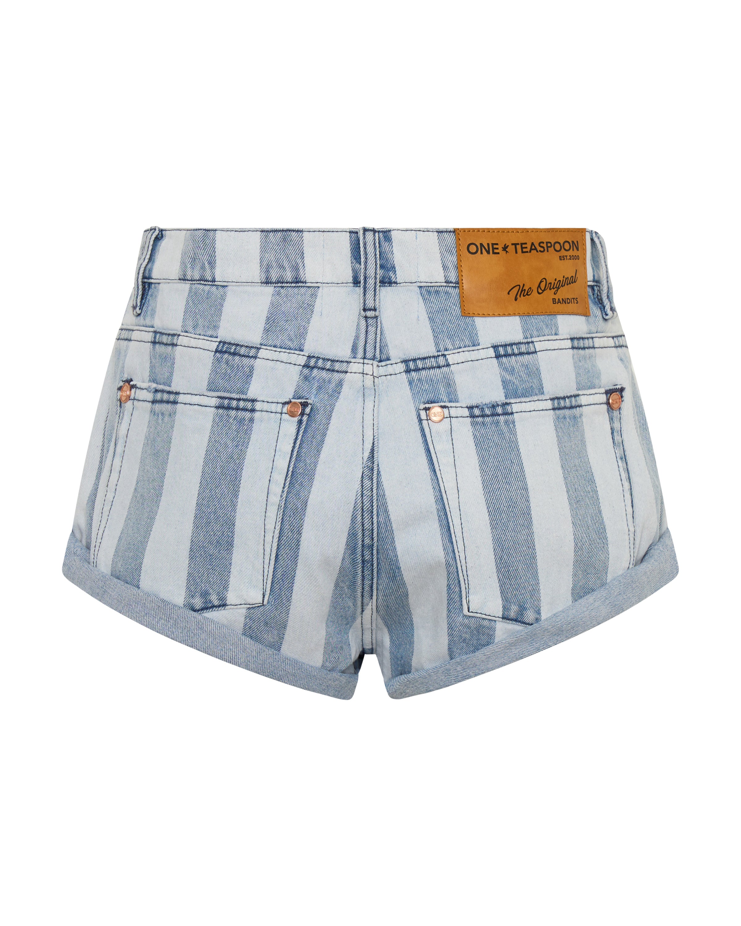 Bandits Low Waist Denim Shorts - Beach Club Stripe | One Teaspoon USA