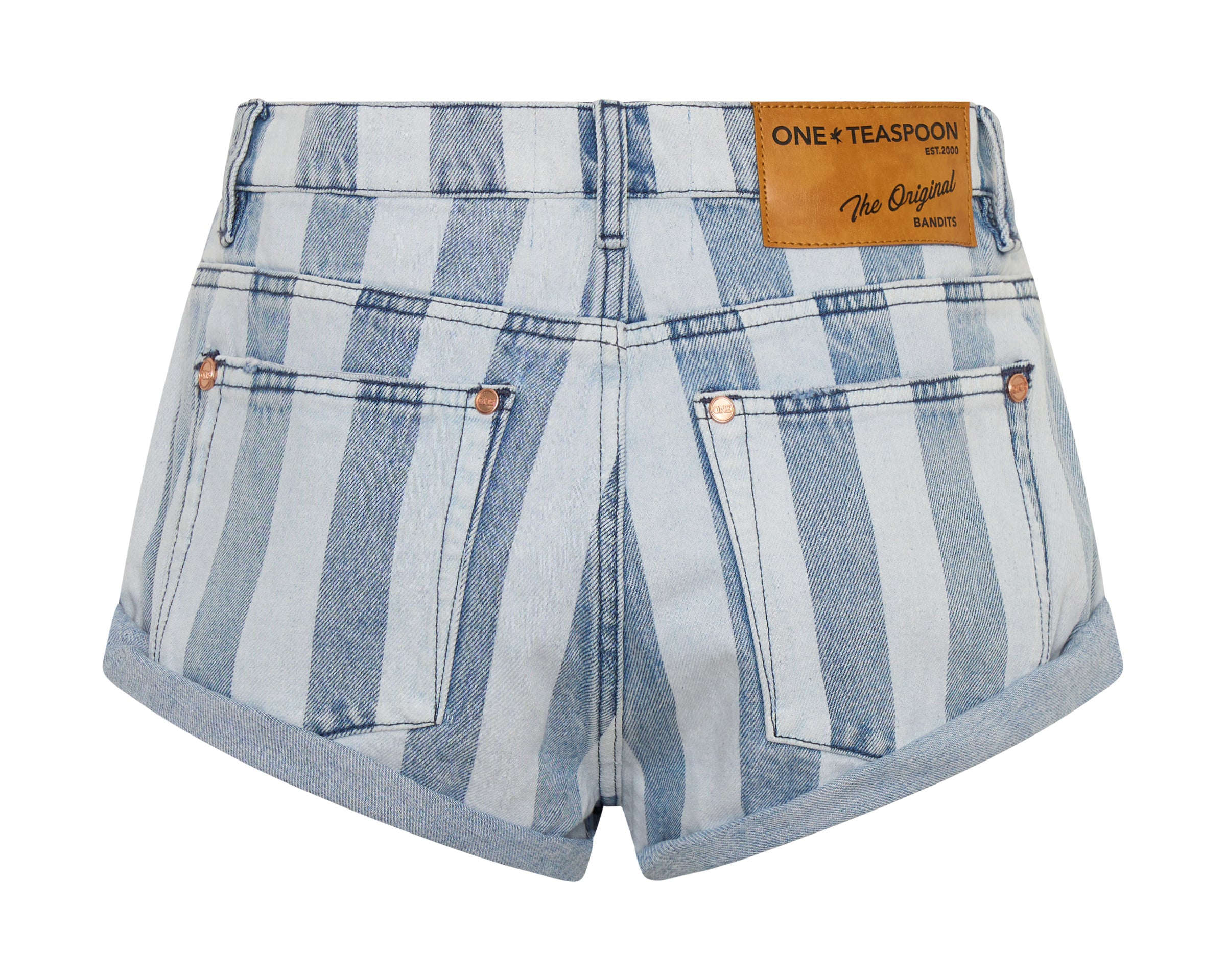 Bandits Low Waist Denim Shorts - Beach Club Stripe