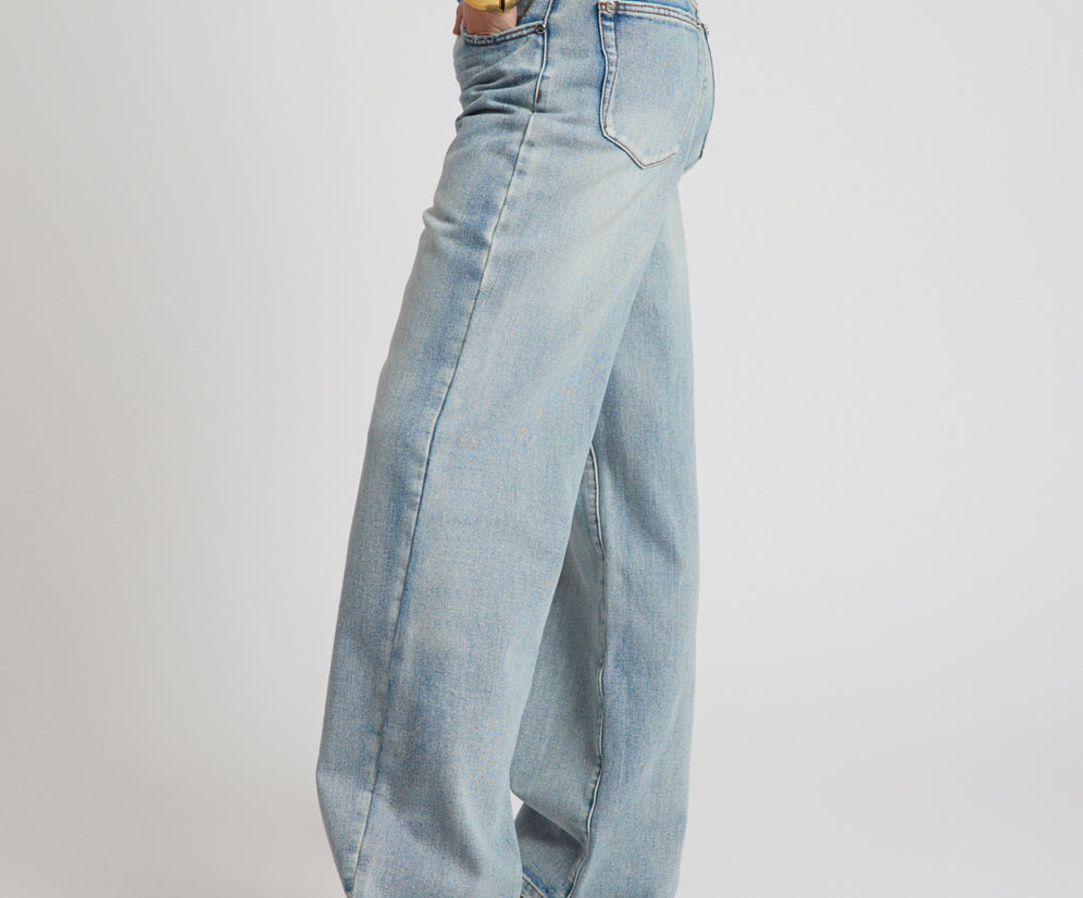 Baxters Mid Waist Wide Leg Denim Jeans - Hendrixe Blue