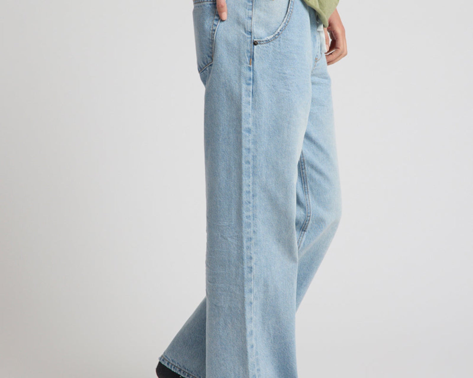 Roadhouse Mid Waist Wide Leg Drawstring Denim Jean - Riviera Blue