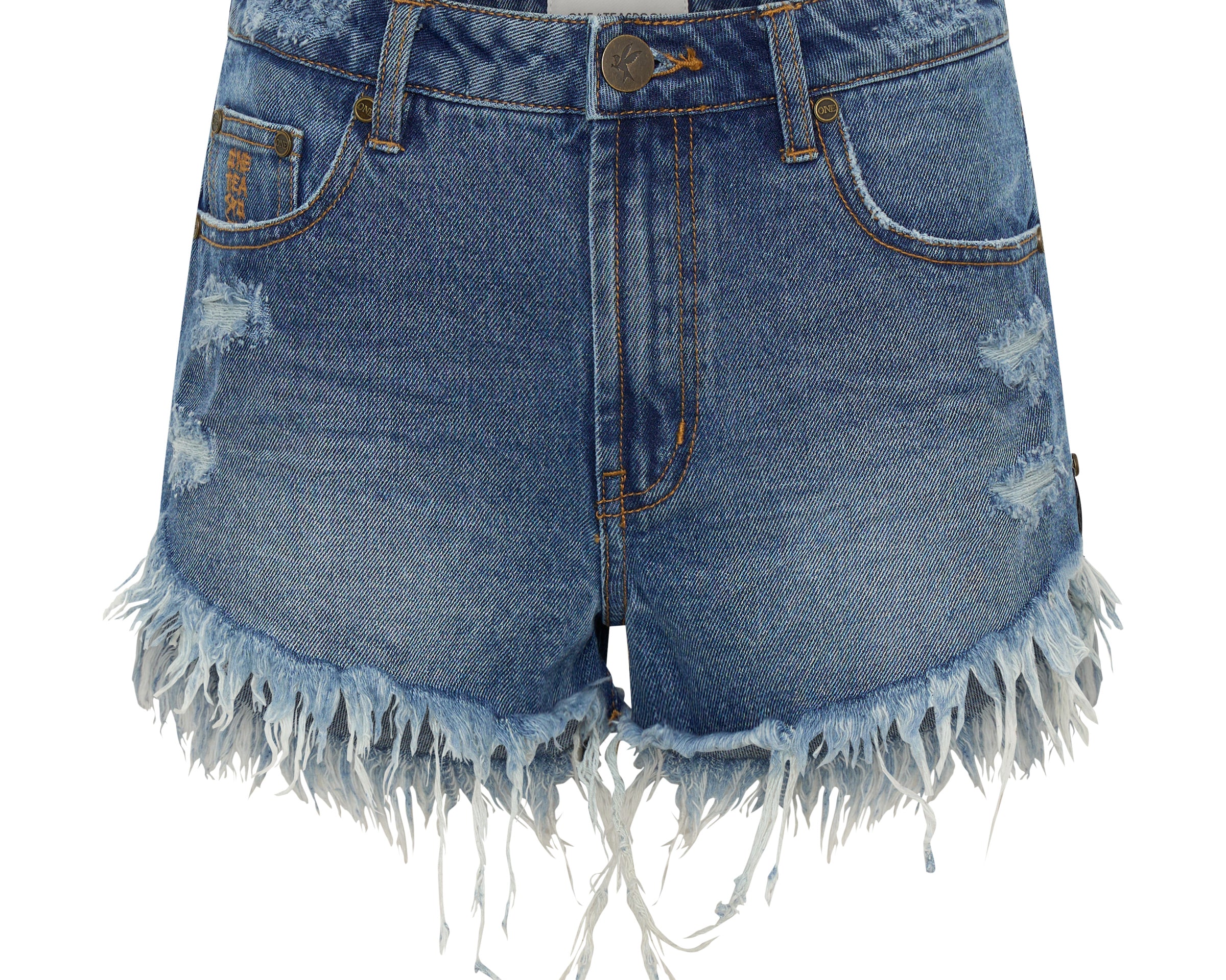 Outlaws Mid Waist Mid Length Denim Shorts - Badlands Blue