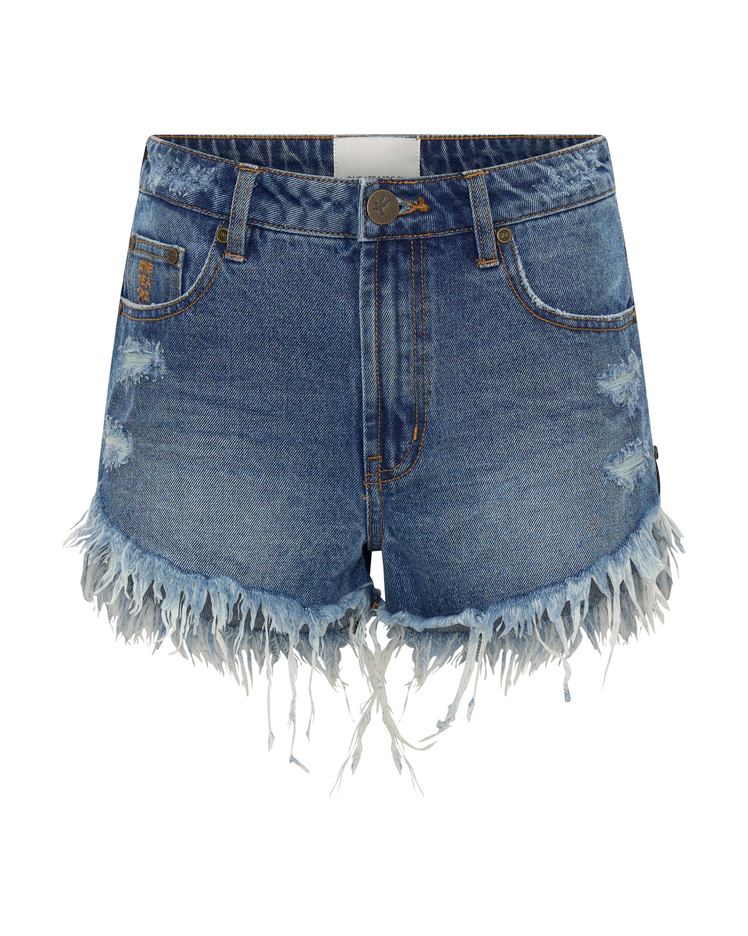 Outlaws Mid Waist Mid Length Denim Shorts - Badlands Blue