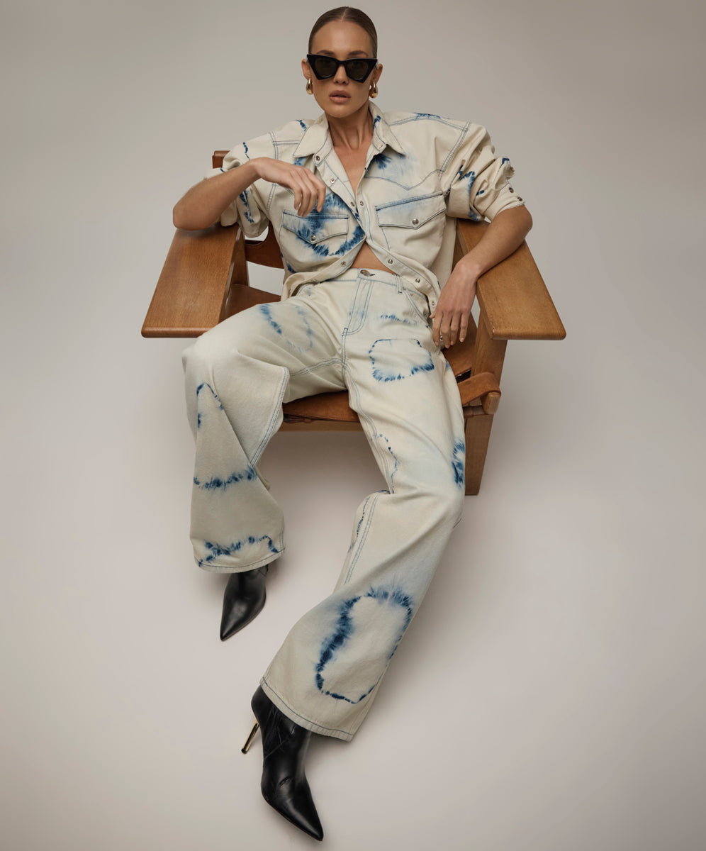Revival Tie-Dye Lowriders Low Waist Wide Leg Denim - Tie Dye