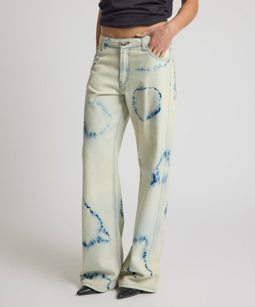 Revival Tie-Dye Lowriders Low Waist Wide Leg Denim - Tie Dye