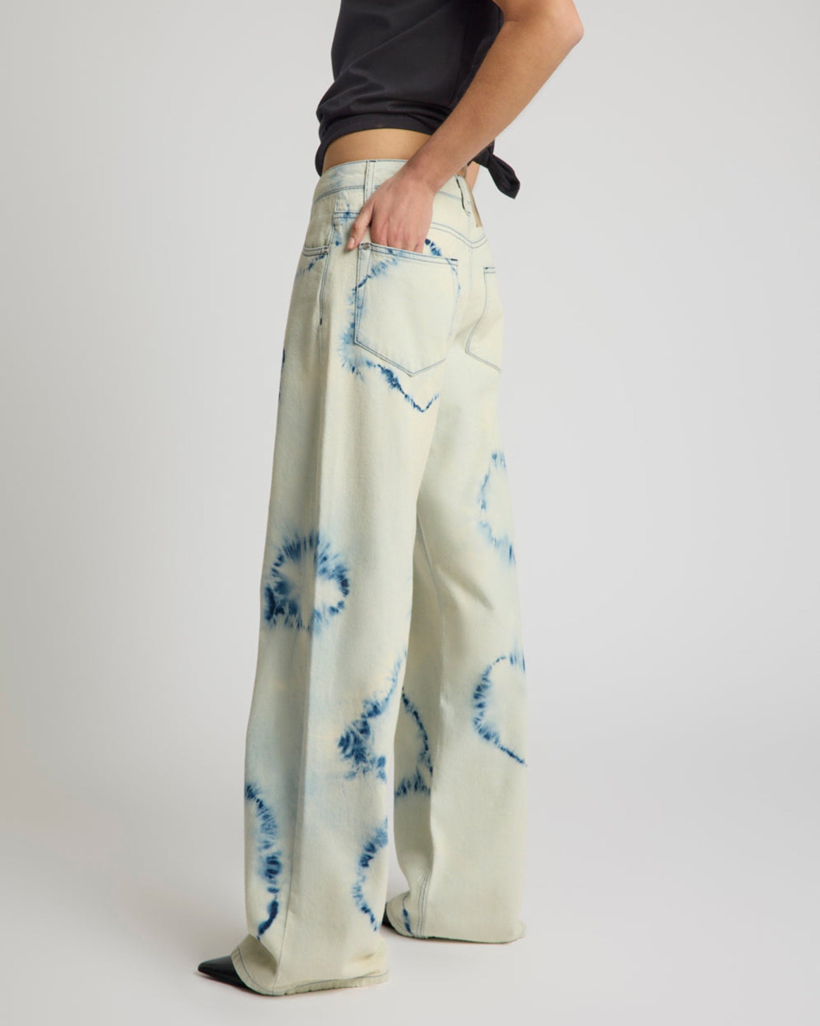 Revival Tie-Dye Lowriders Low Waist Wide Leg Denim - Tie Dye