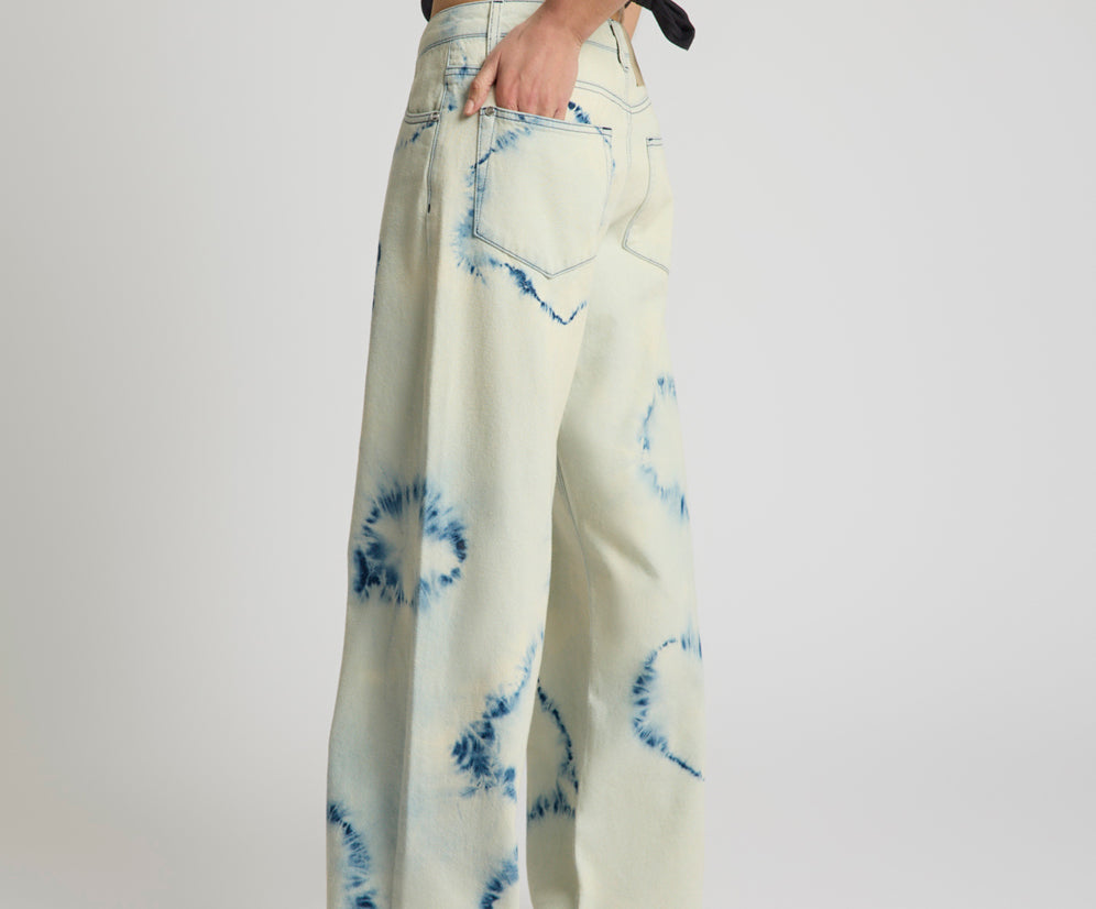 Revival Tie-Dye Lowriders Low Waist Wide Leg Denim - Tie Dye Dreams