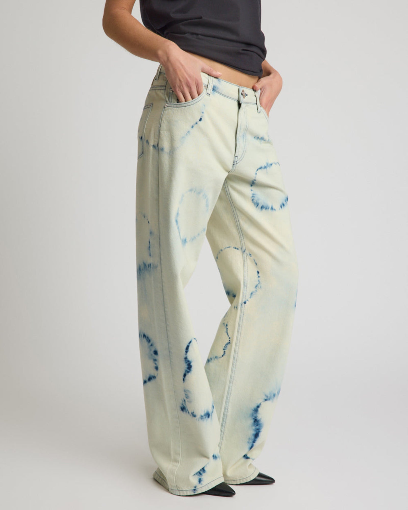 Revival Tie-Dye Lowriders Low Waist Wide Leg Denim - Tie Dye