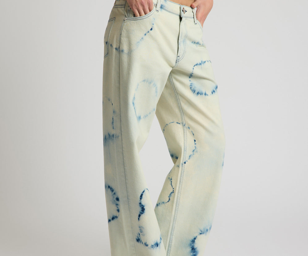 Revival Tie-Dye Lowriders Low Waist Wide Leg Denim - Tie Dye Dreams