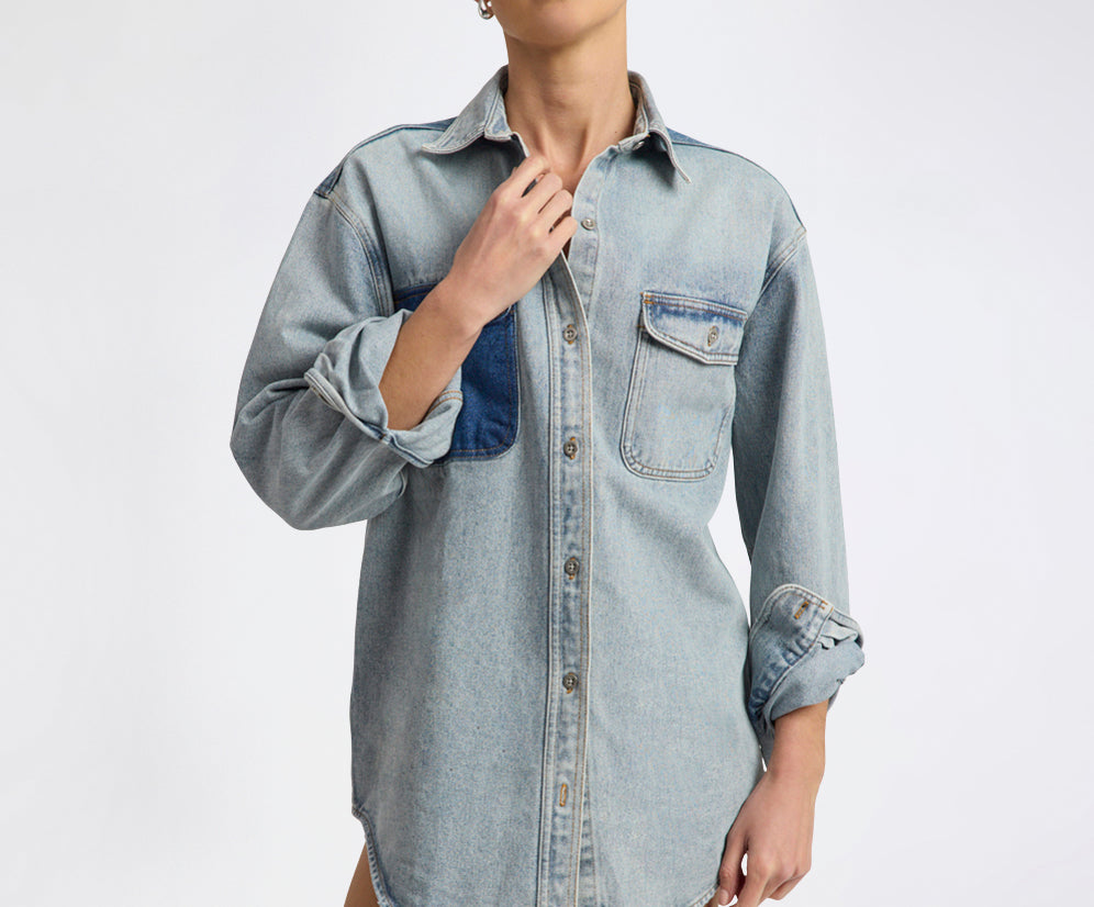Saint Tropez Everyday Denim Shacket - Hendrixe Blue