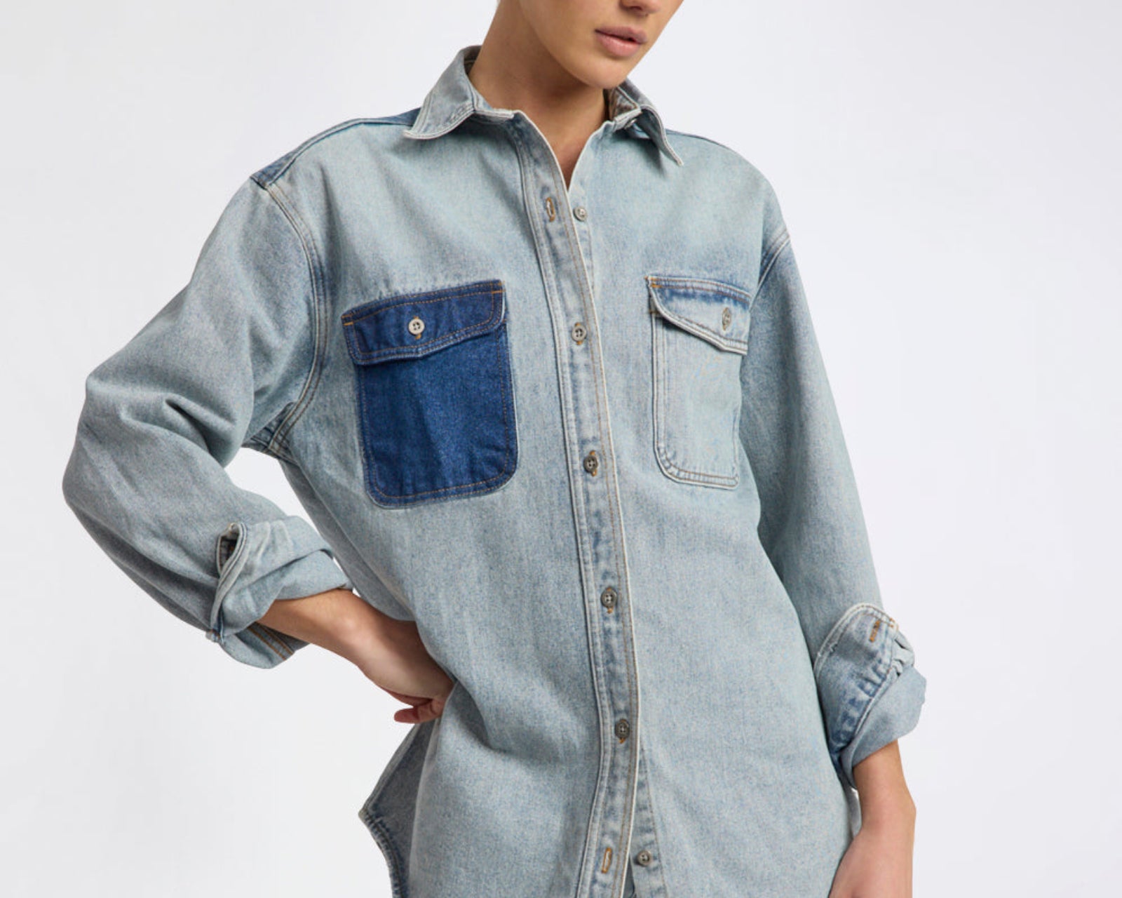 Saint Tropez Everyday Denim Shacket - Hendrixe Blue