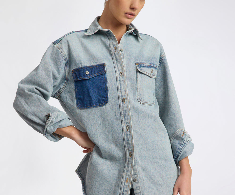 Saint Tropez Everyday Denim Shacket - Hendrixe Blue
