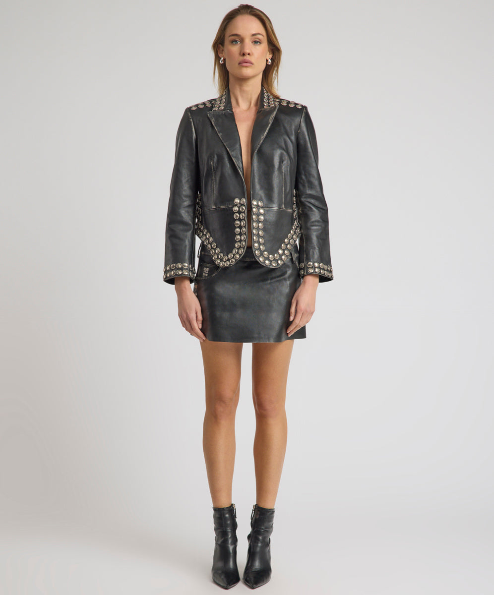 City Nights Axel Low Waist Micro Mini Leather Skirt - Black | One