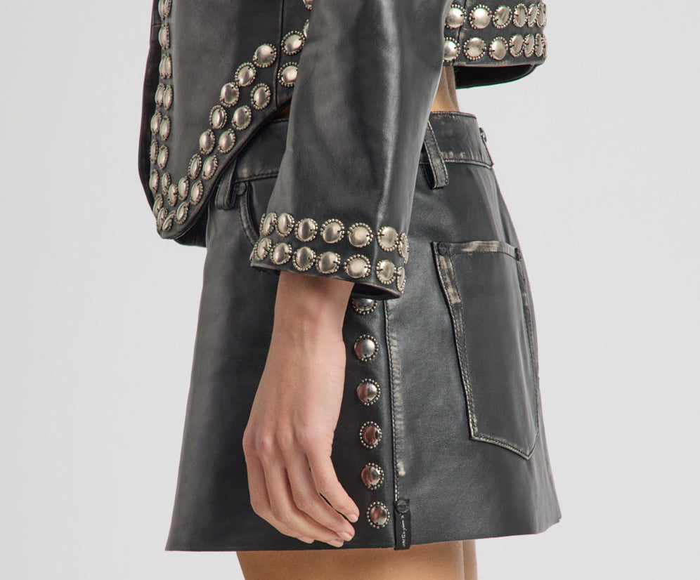 City Nights Axel Low Waist Micro Mini Leather Skirt - Black