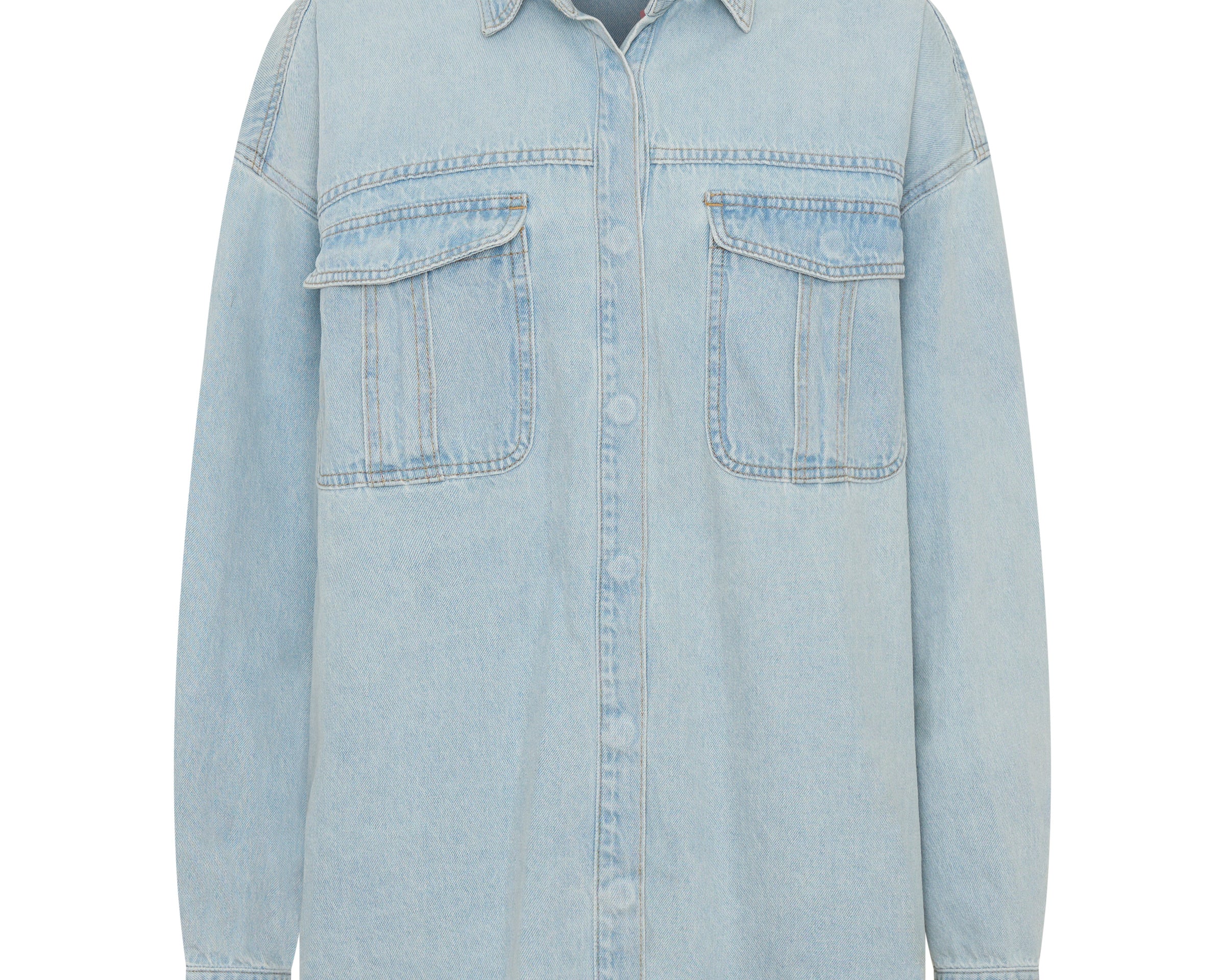 Daydream Heart Oversized Denim Shirt - Sea Mist Blue