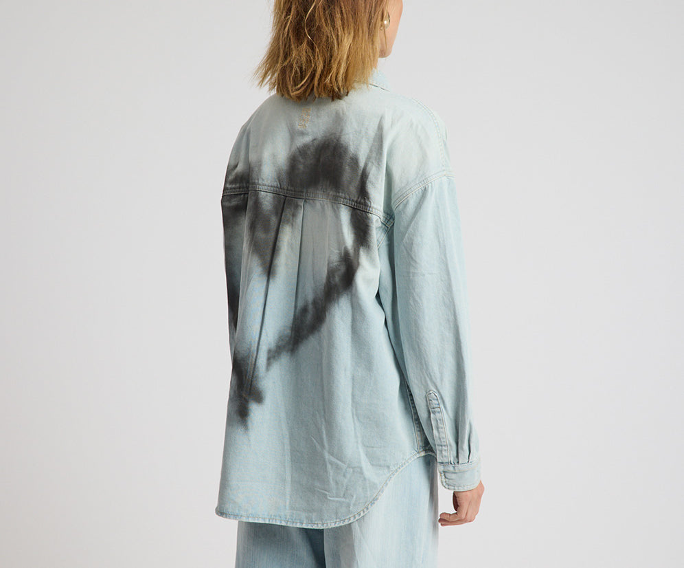 Daydream Heart Oversized Denim Shirt - Sea Mist Blue