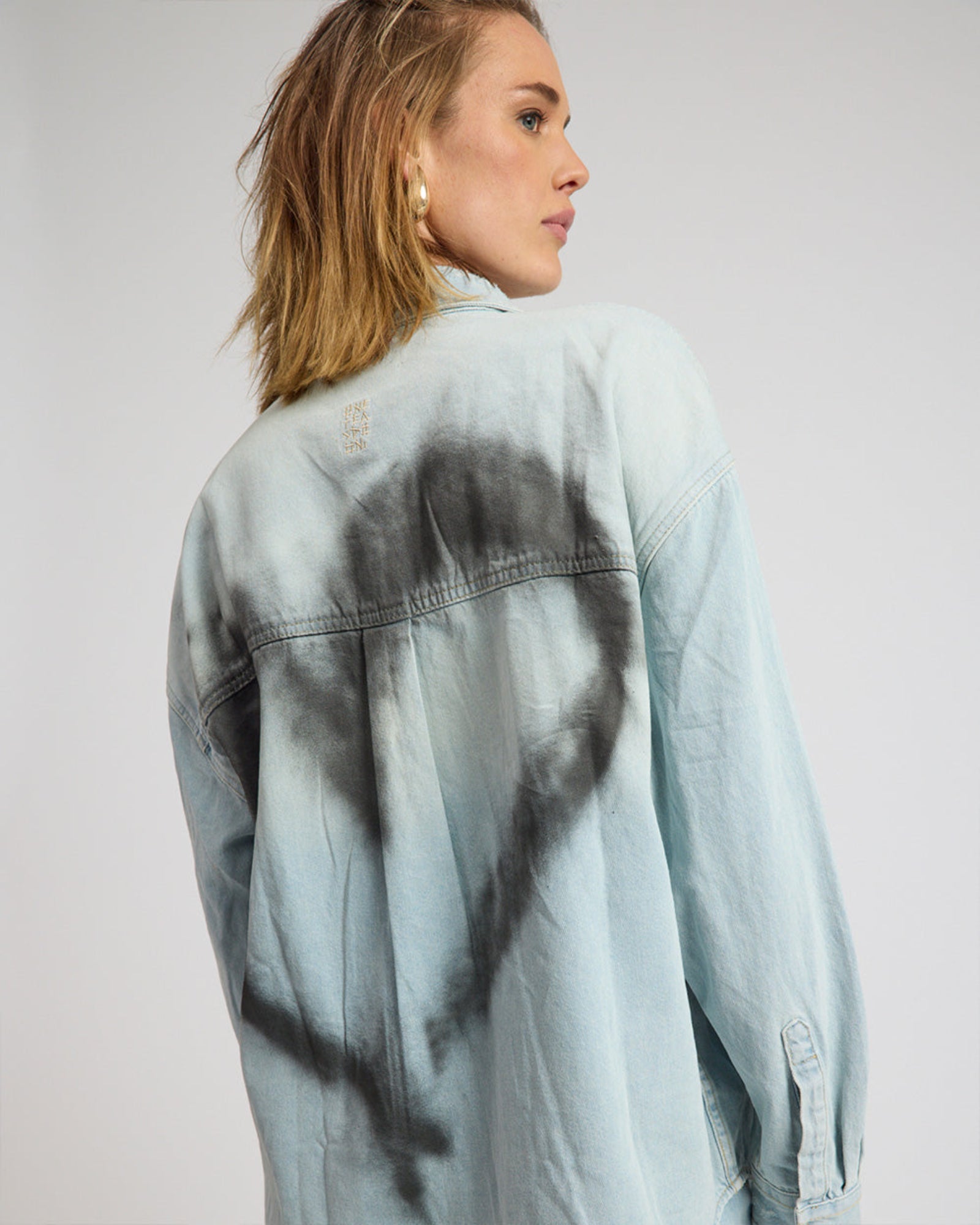 Daydream Heart Oversized Denim Shirt - Sea Mist Blue | One