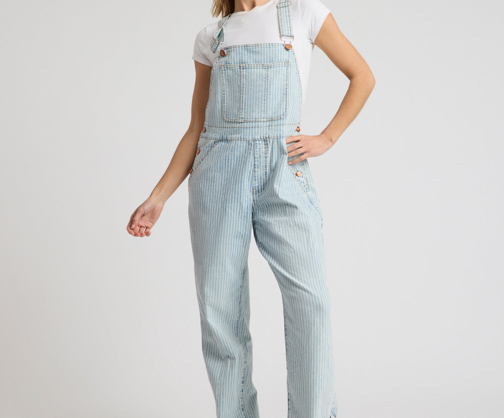 Painters Classic Long Length Denim Overalls - Summer Stripe