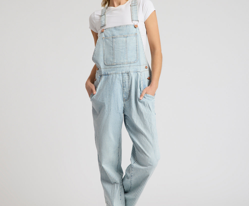 Painters Classic Long Length Denim Overalls - Summer Stripe
