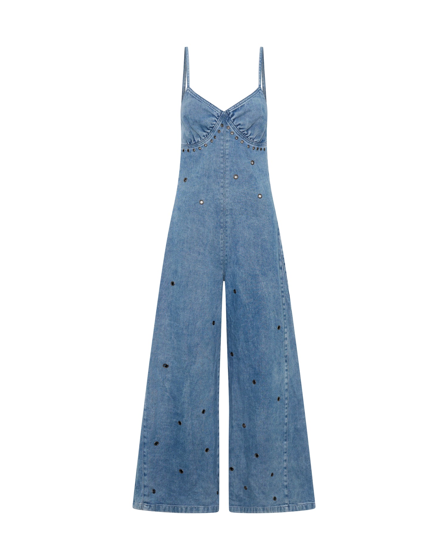 Brigitte Wide Leg Cami Denim Jumpsuit - Blue Rapture