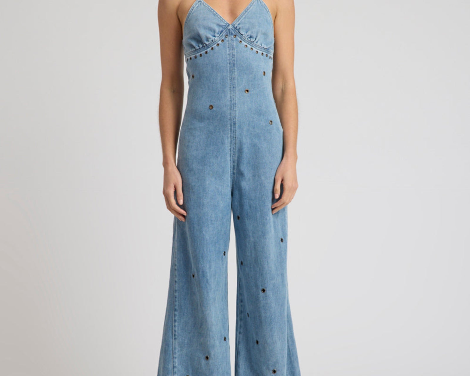 Brigitte Wide Leg Cami Denim Jumpsuit - Blue Rapture
