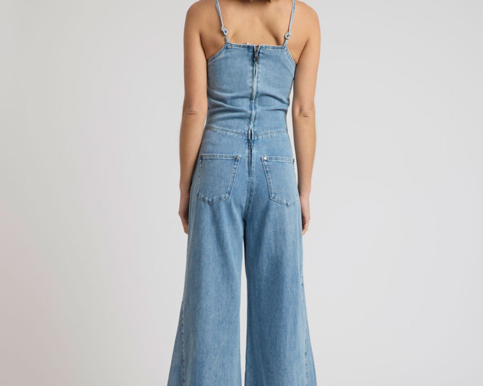 Brigitte Wide Leg Cami Denim Jumpsuit - Blue Rapture