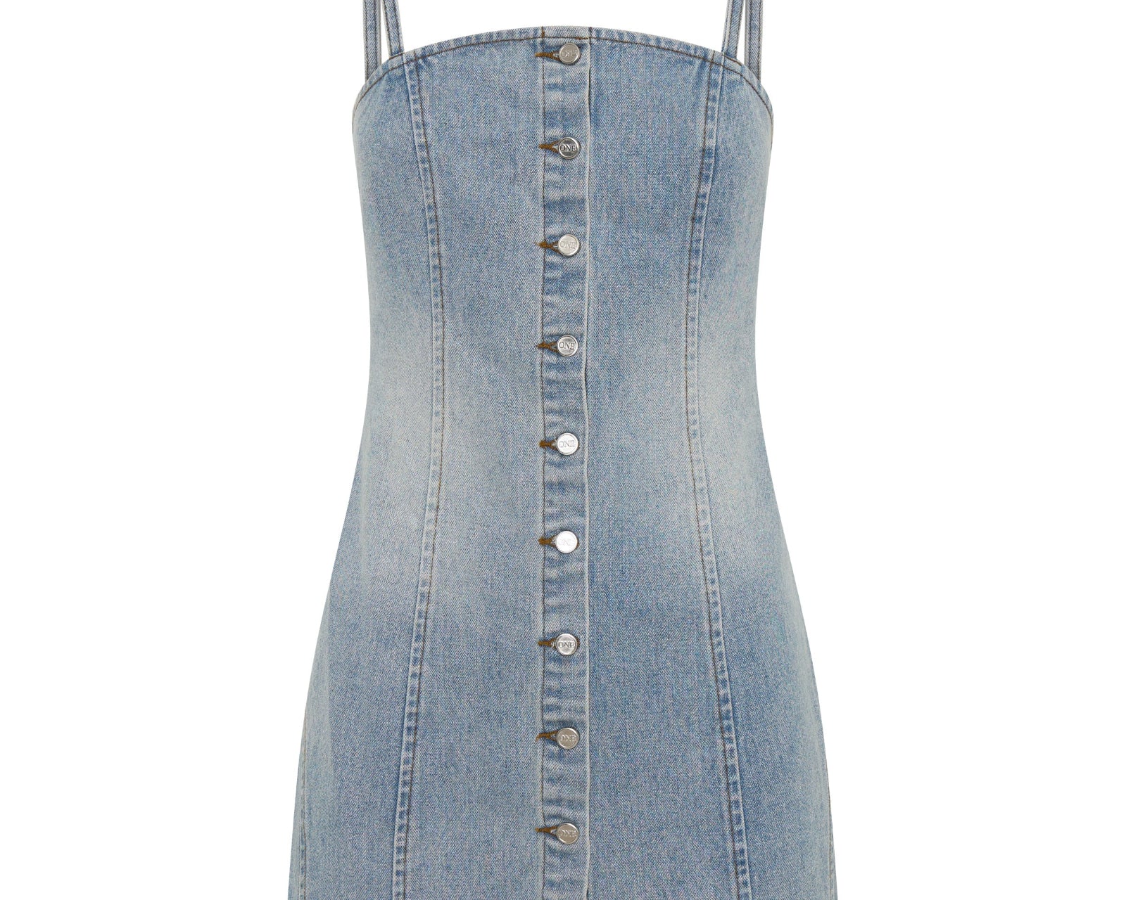 Riviera Fitted Strappy Mini Denim Dress