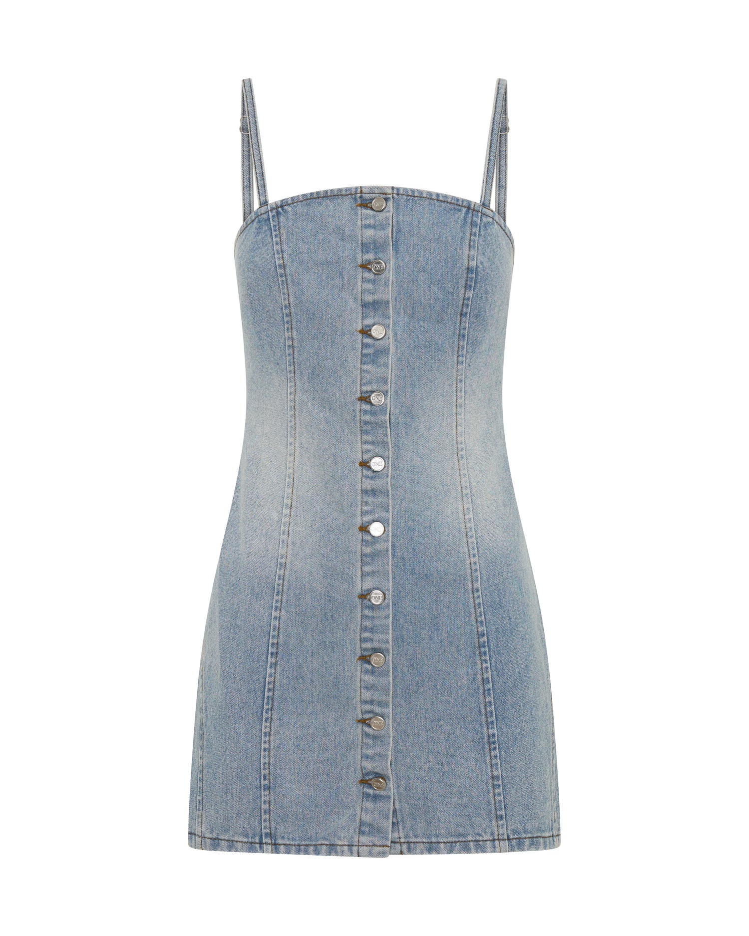 Riviera Fitted Strappy Mini Denim Dress - Hendrixe Blue