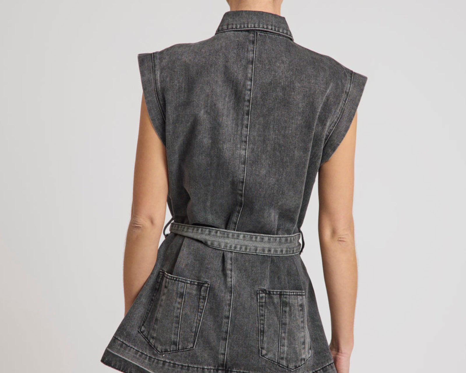 Rogue Aviator Mini Denim Dress - Washed Black
