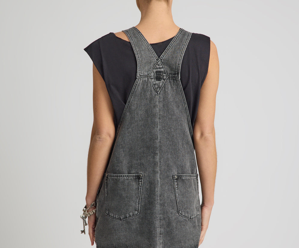 Raven Denim Mini Pini Dress - Washed Black