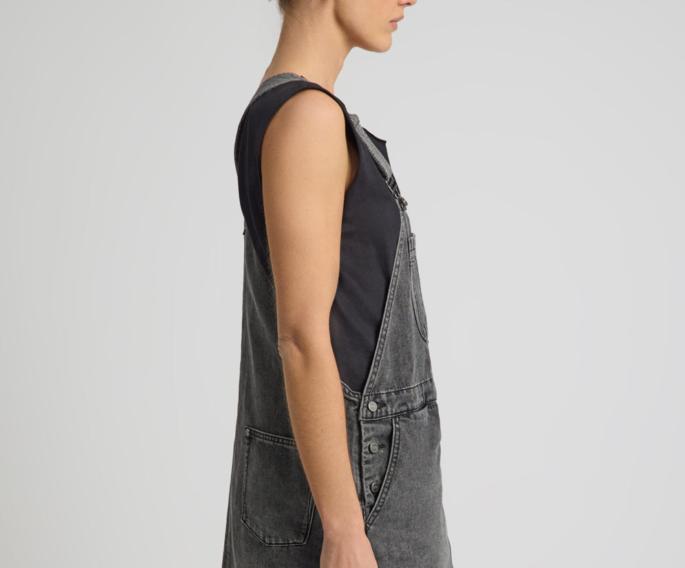 Raven Denim Mini Pini Dress - Washed Black
