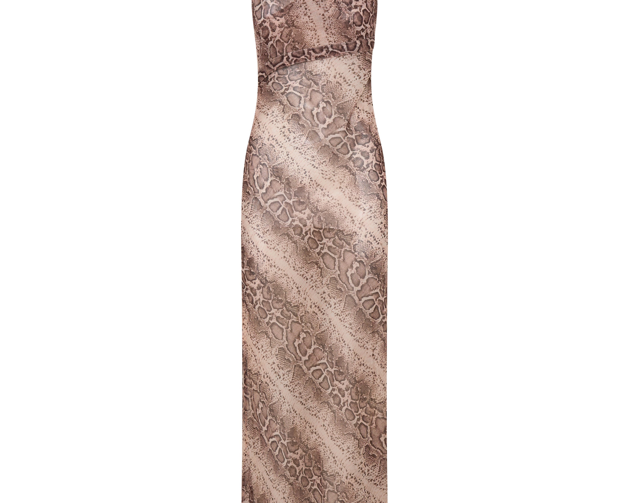 Negroni Sheer Chiffon One Shoulder Maxi Dress - Cognac Snake