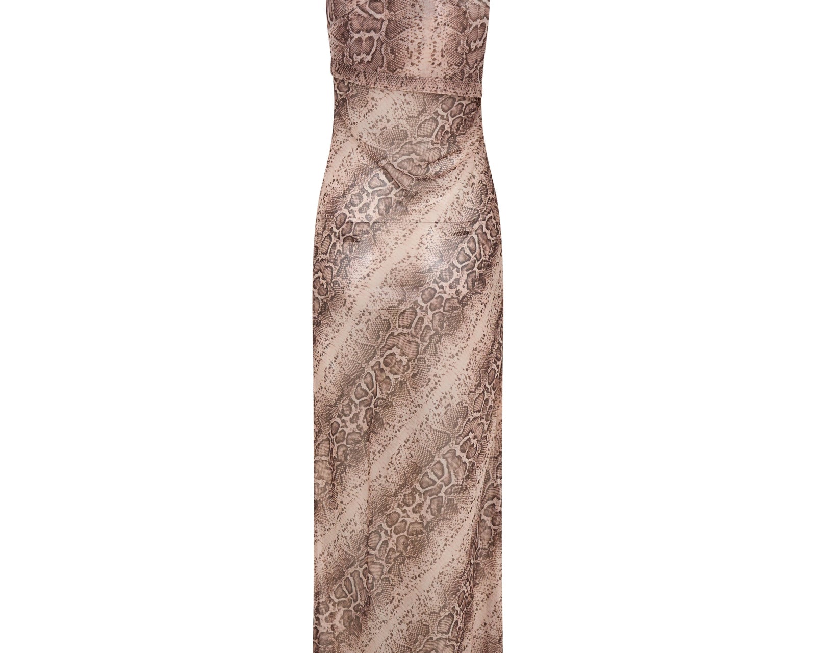 Negroni Sheer Chiffon One Shoulder Maxi Dress - Cognac Snake