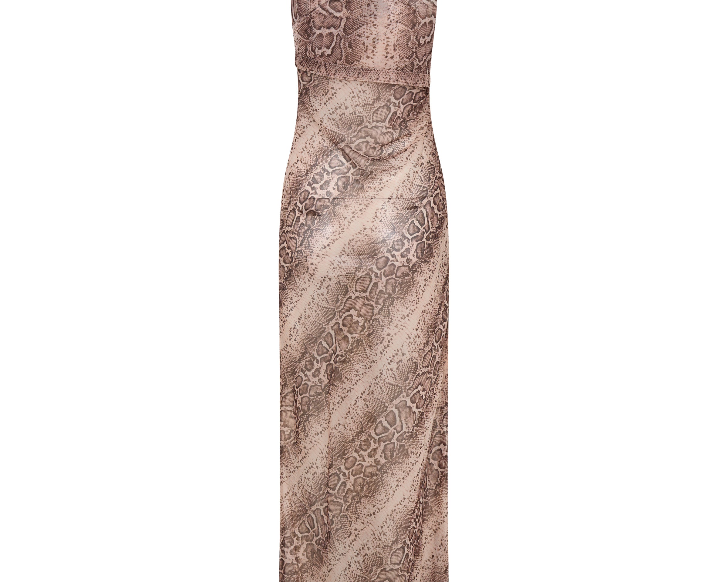 Negroni Sheer Chiffon One Shoulder Maxi Dress - Cognac Snake