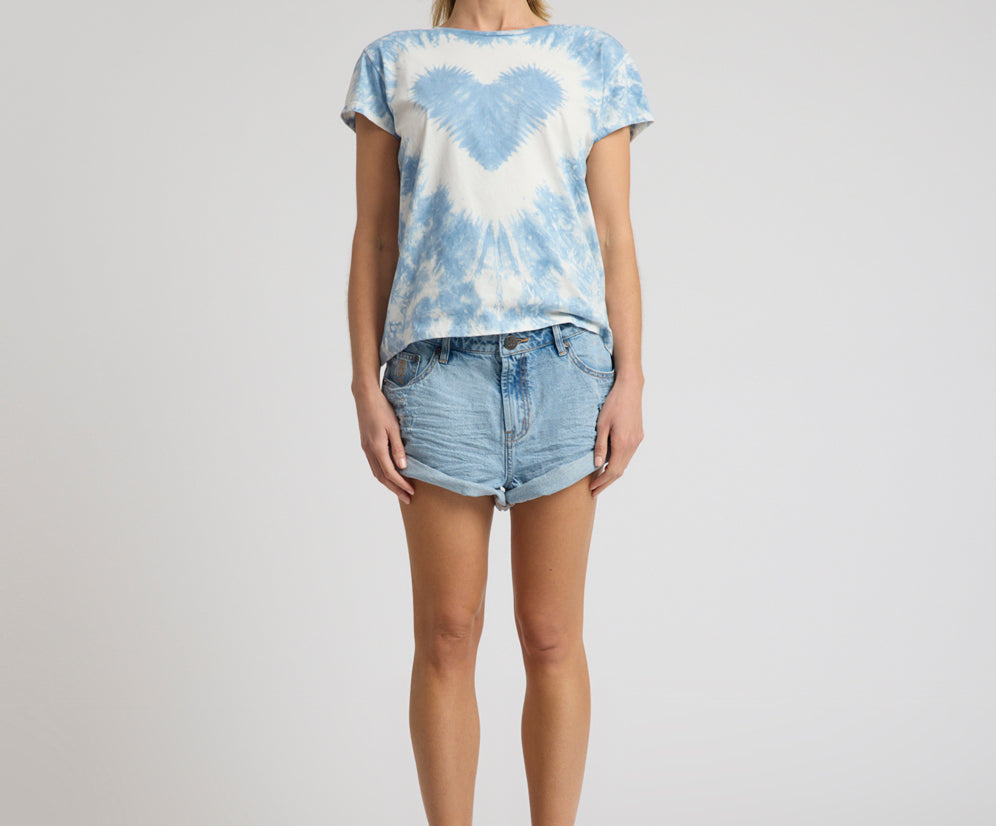 Heart Tie Dye Classic Tee - Faded Blue