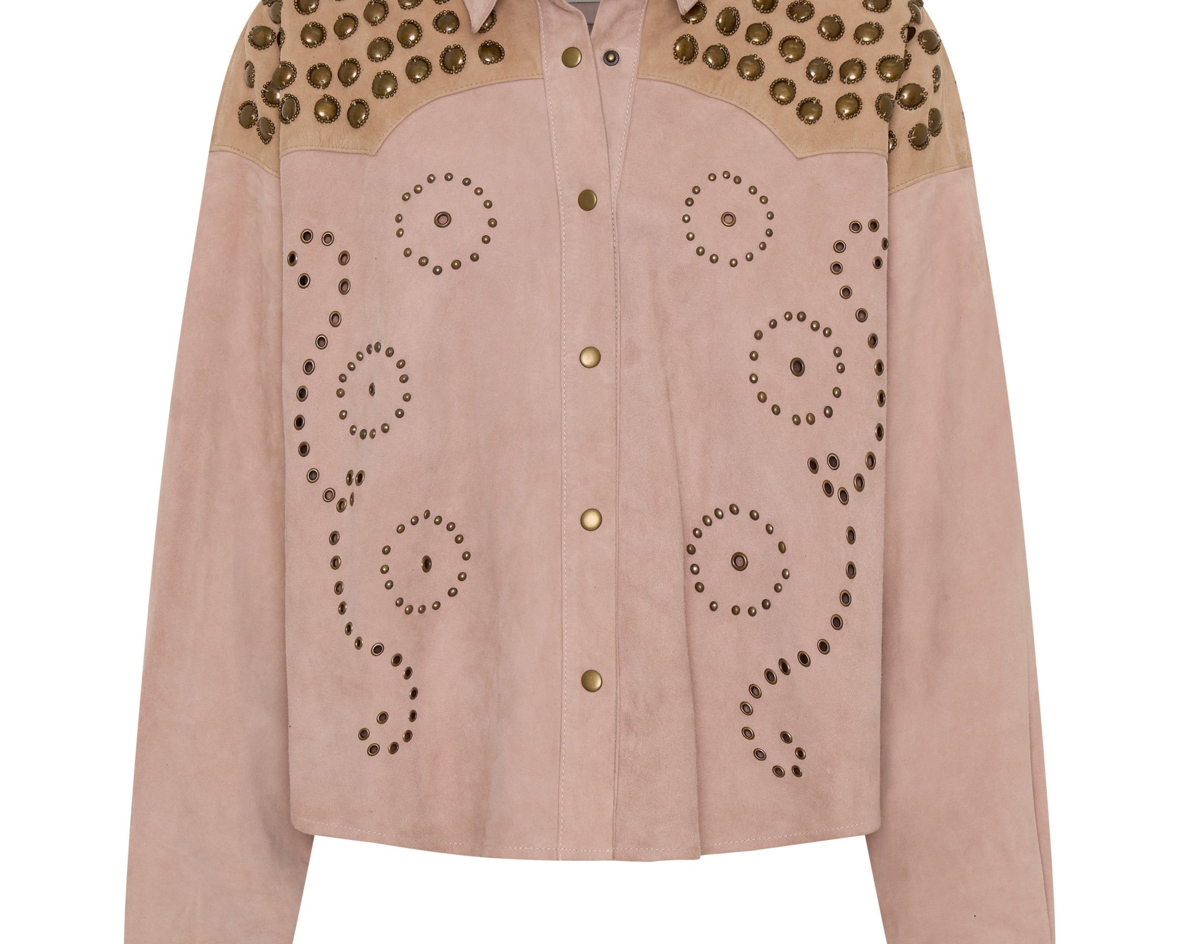 Rodeo Renegade Studded Embroidered Crop Suede Jack - Dusty Pink