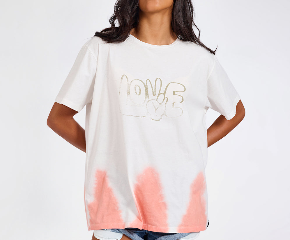 Love Dip Dye Boyfriend Tee - White