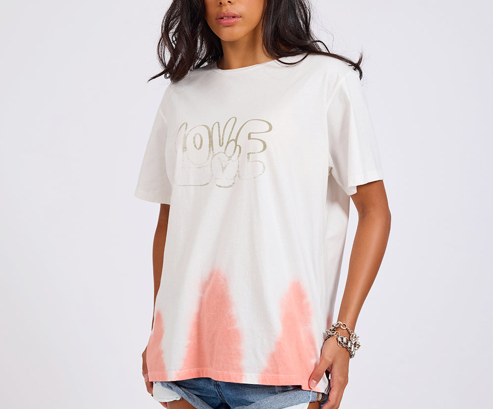 Love Dip Dye Boyfriend Tee - White