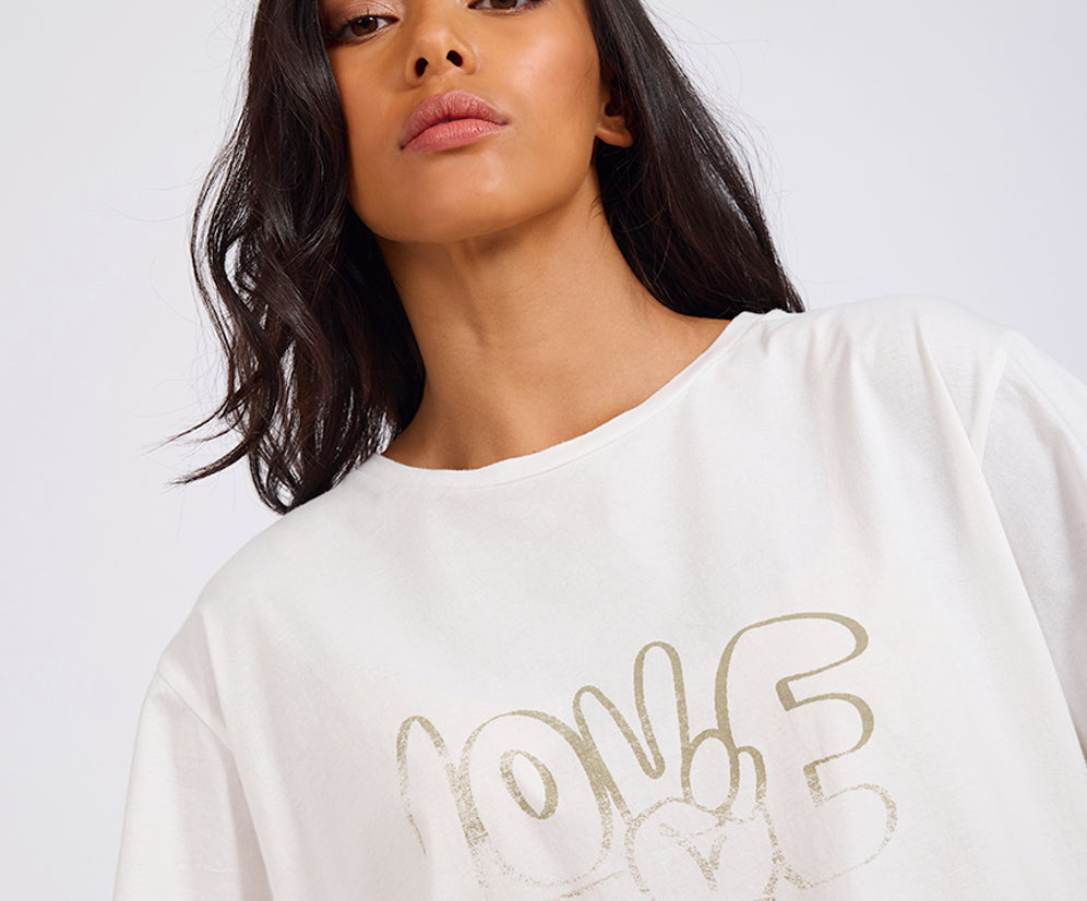 Love Dip Dye Boyfriend Tee - White