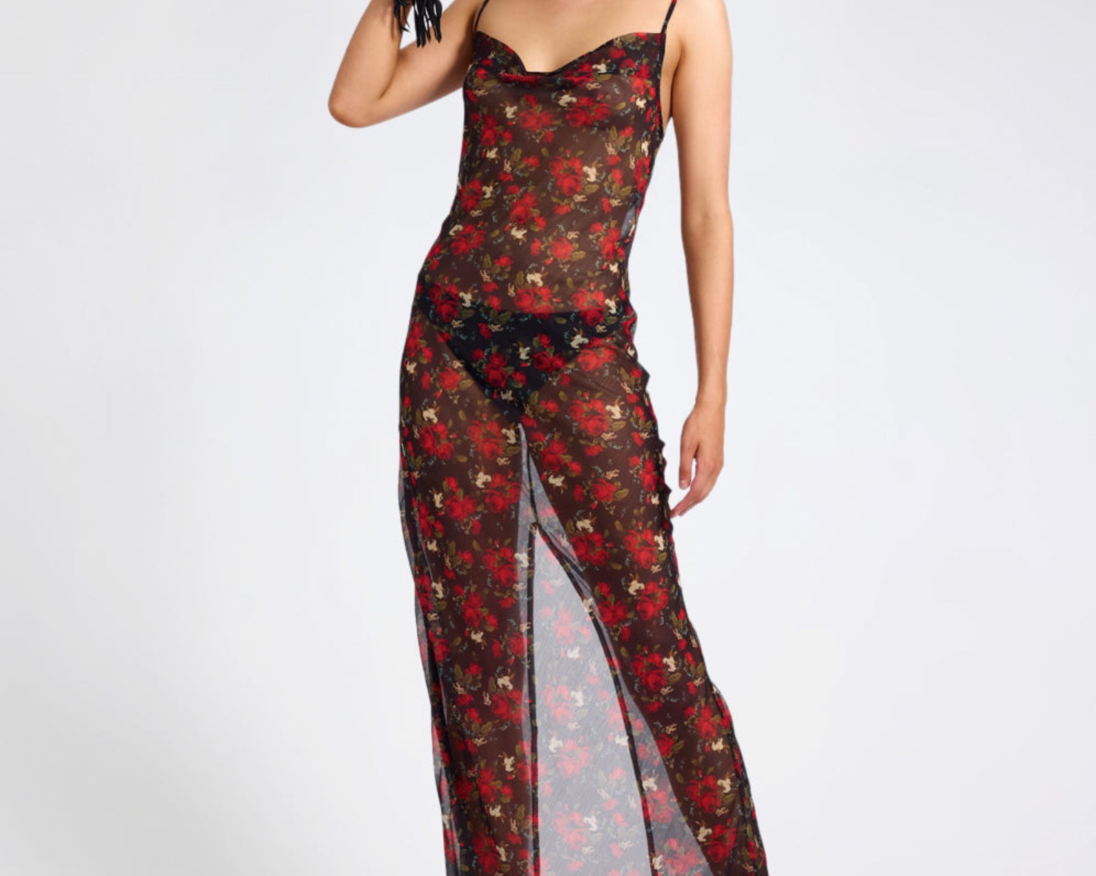 Flower Jagger Slip Maxi Dress - Red