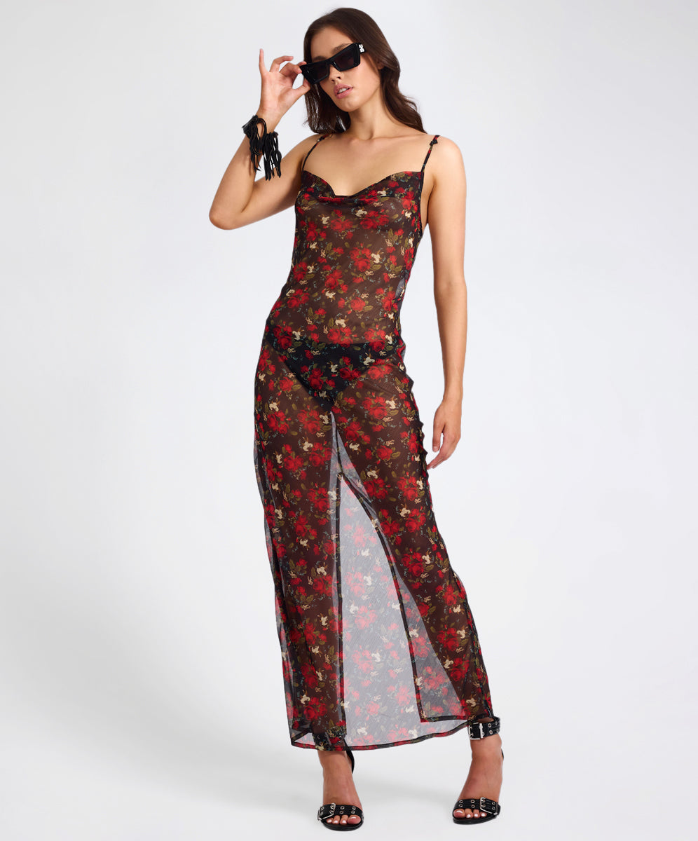 New Arrivals Flower Jagger Slip Dress - Red