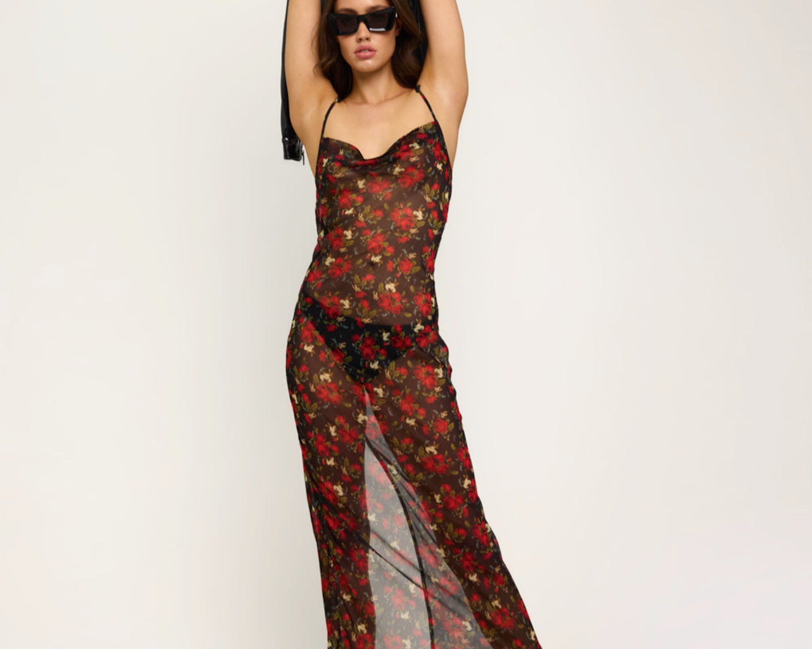 Flower Jagger Slip Maxi Dress - Red