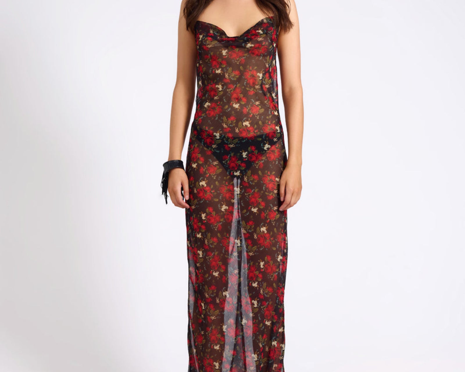 Flower Jagger Slip Maxi Dress - Red