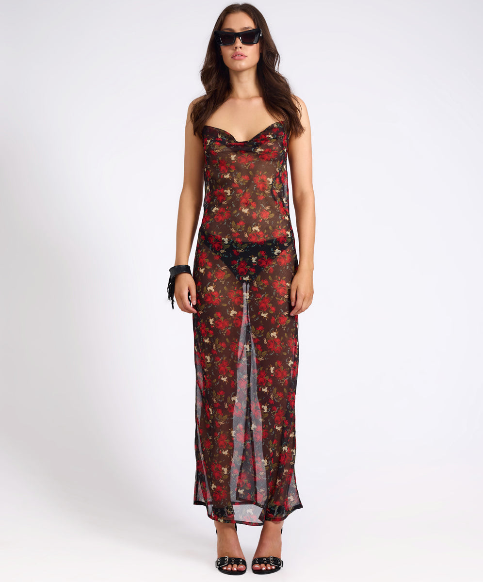 New Arrivals Flower Jagger Slip Dress - Red