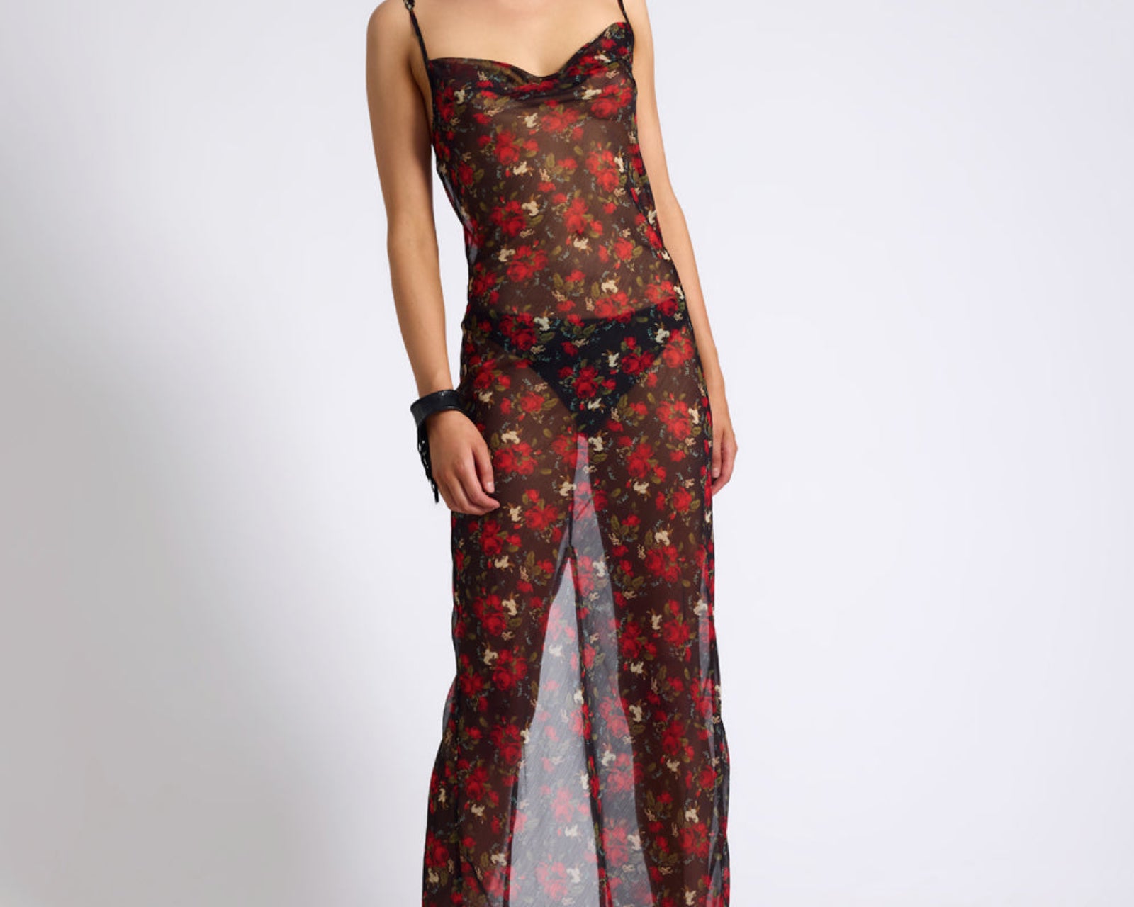 Flower Jagger Slip Maxi Dress - Red