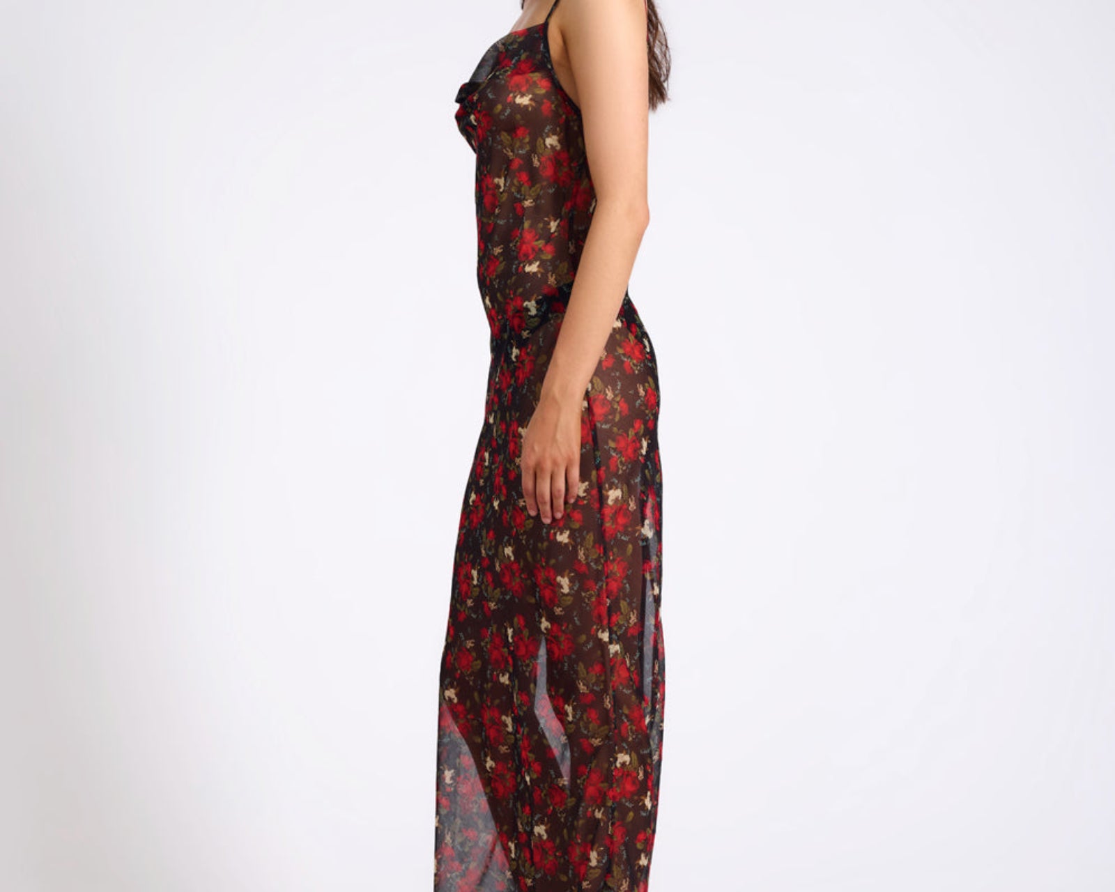 Flower Jagger Slip Maxi Dress - Red