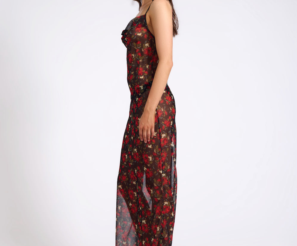 Flower Jagger Slip Dress - Red