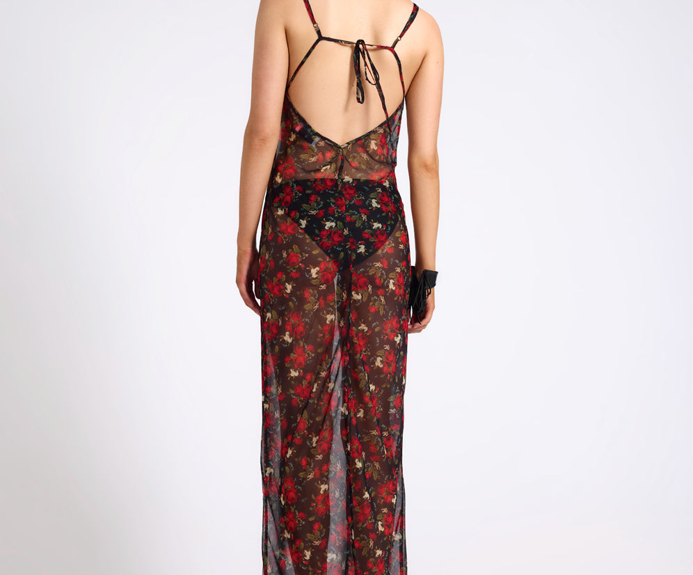 Flower Jagger Slip Dress - Red